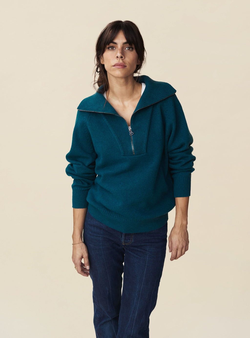 Pull col zippé en cachemire Femme - 2