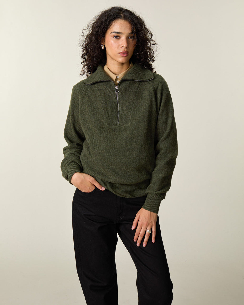 Pull col zippé en cachemire Femme - 1