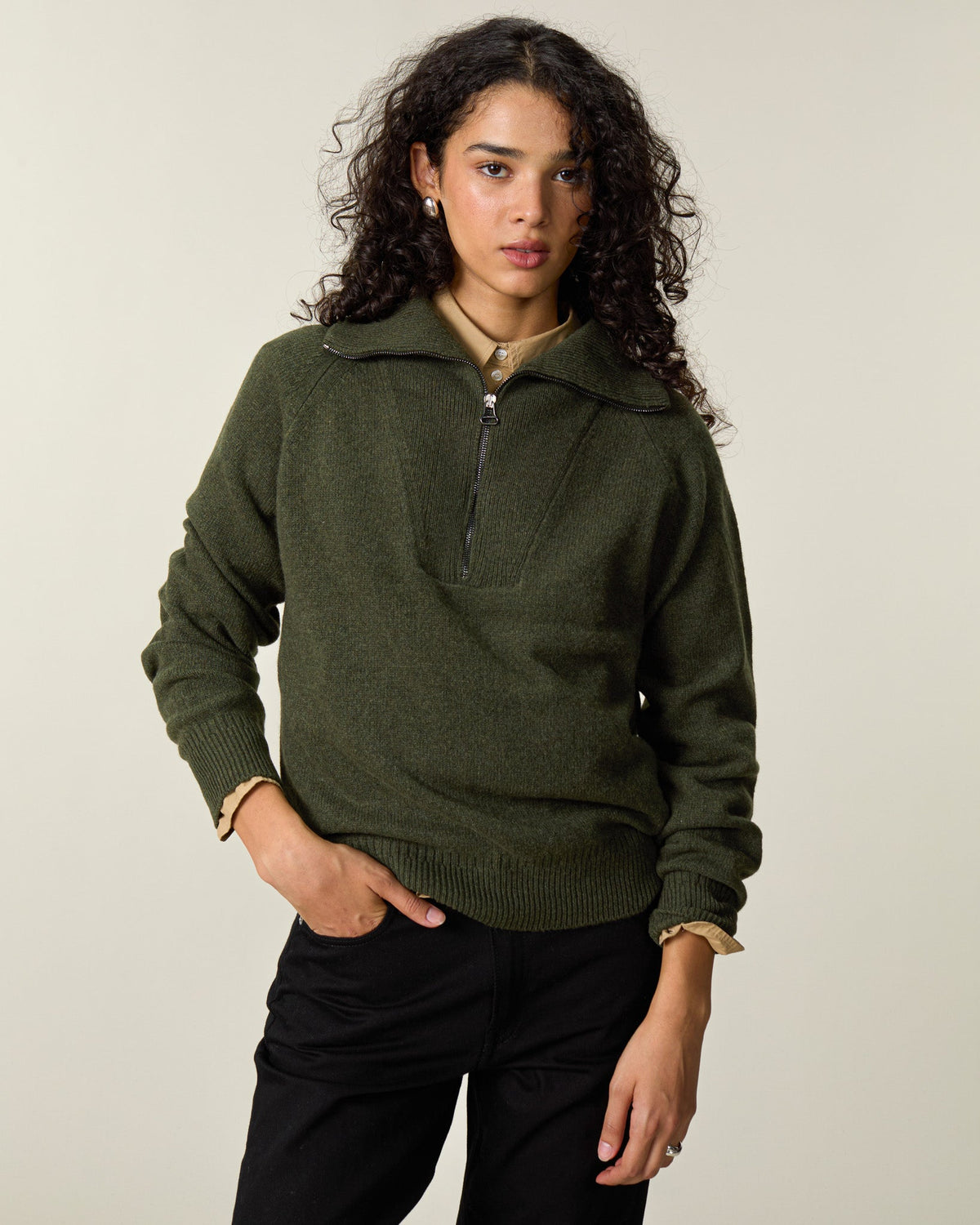 Pull col zippé en cachemire Femme - 2